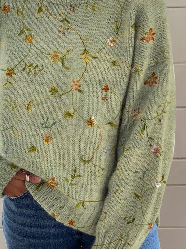 Mila - Floral pattern long-sleeve sweater
