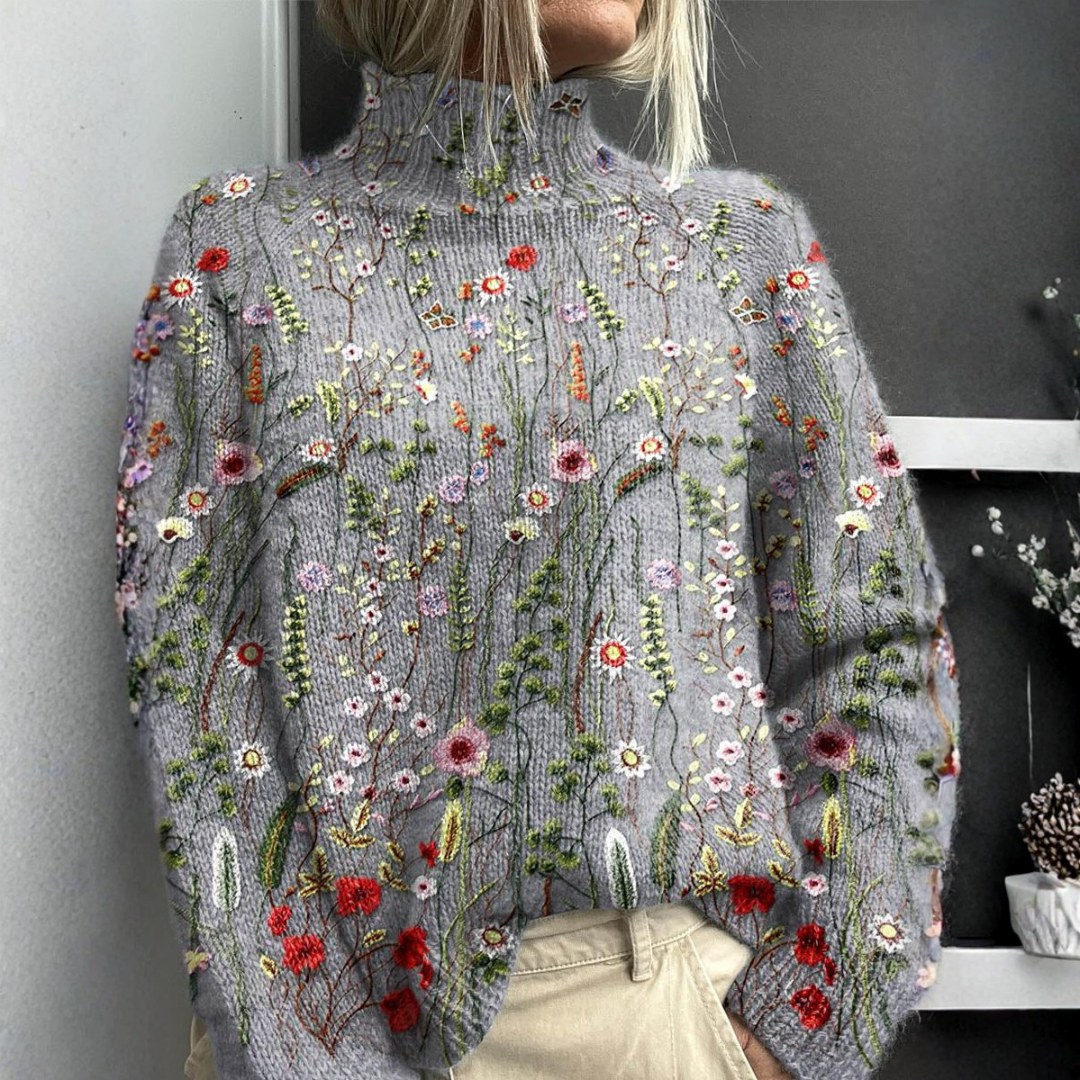 Delilah - Vintage floral art turtleneck jumper