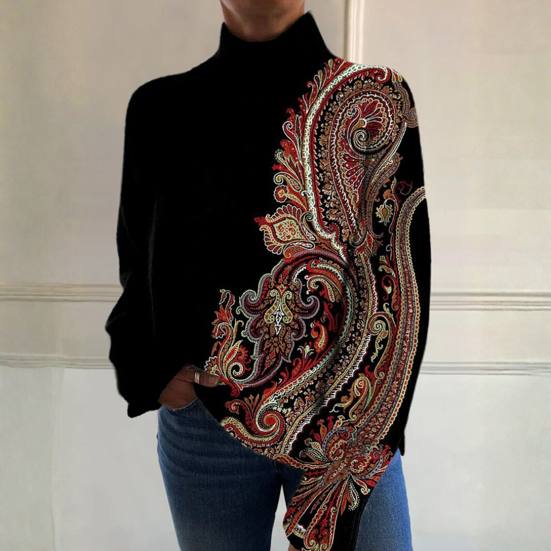 Victoria - Retro pattern long-sleeve sweater