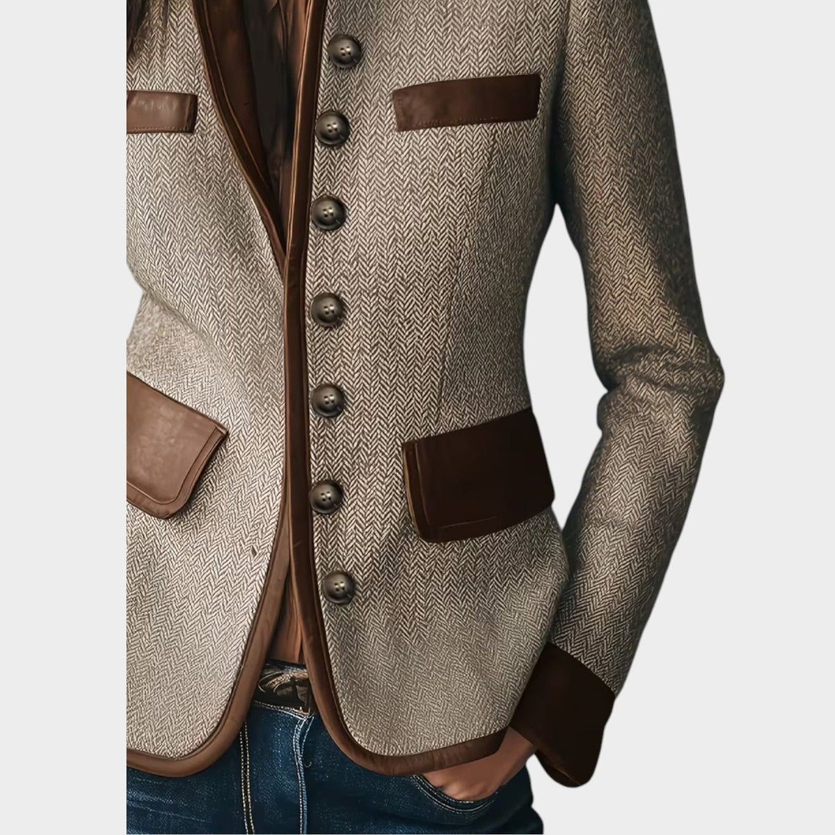 Women's Blazer Tailored Fit Tweed Design