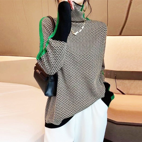 Bianca - Herringbone Luxe Turtleneck