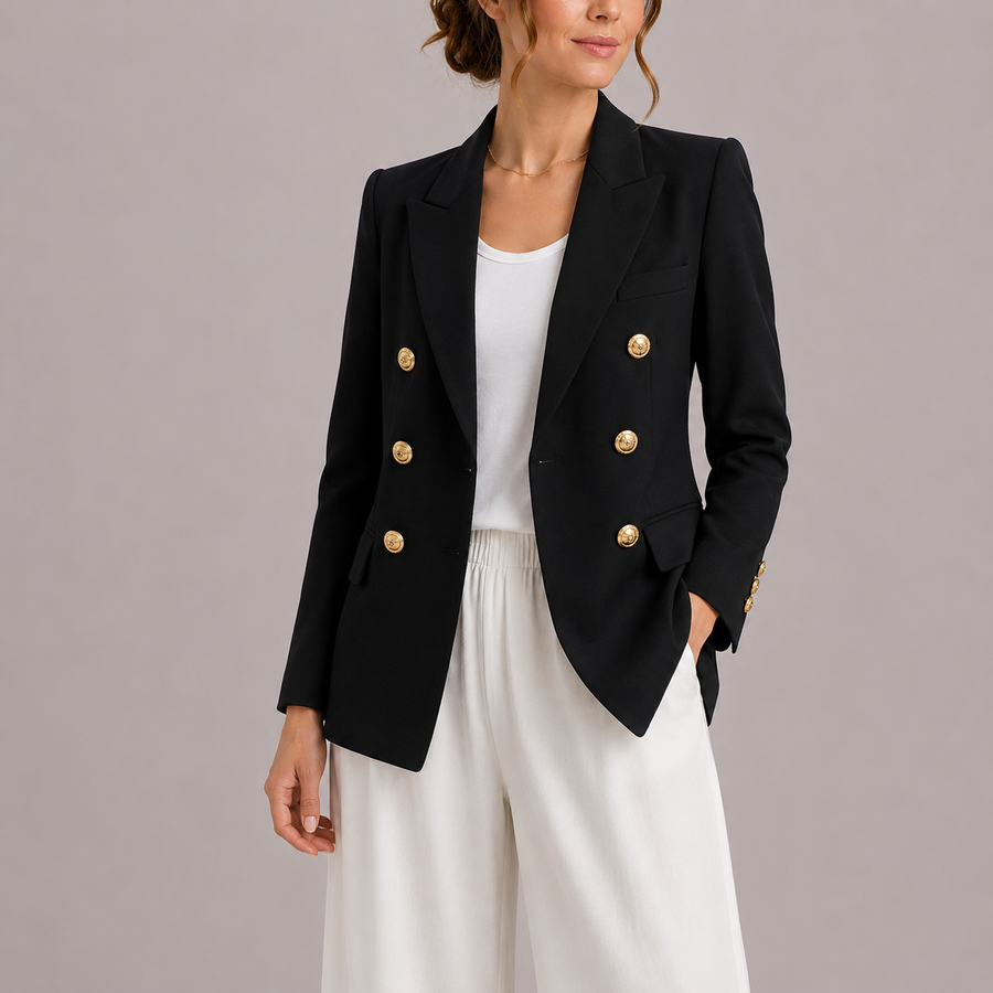 Women's Double Breasted Gold Button Blazer