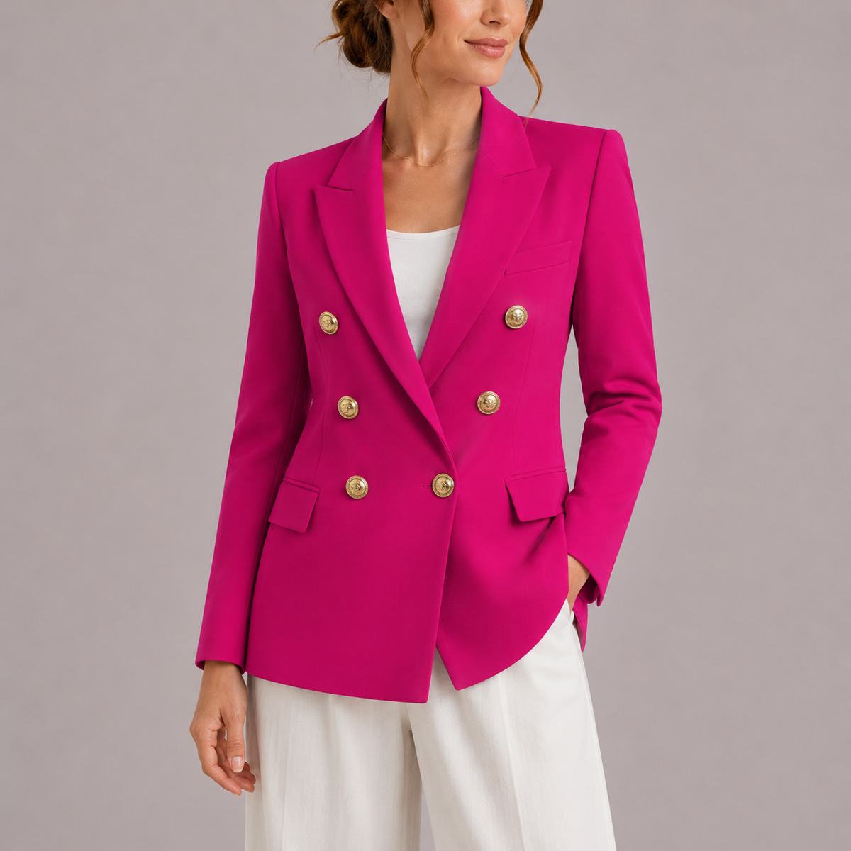 Women's Double Breasted Gold Button Blazer