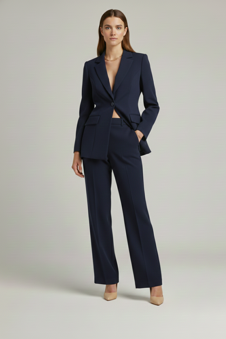 Women's Suit Set – Tailored Blazer & Wide-Leg Trousers for Office & Smart Occasions
