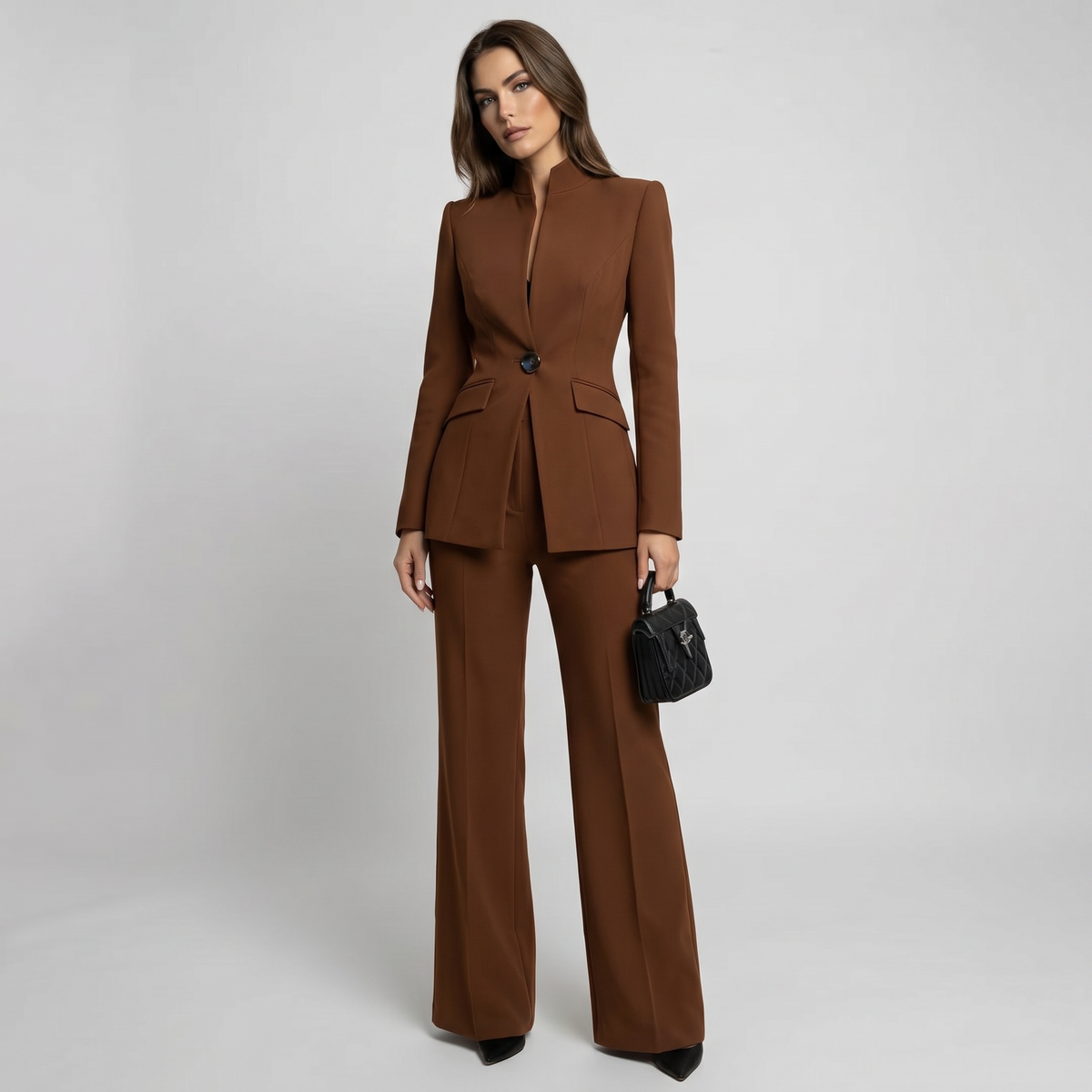 High Collar Blazer Trouser Set
