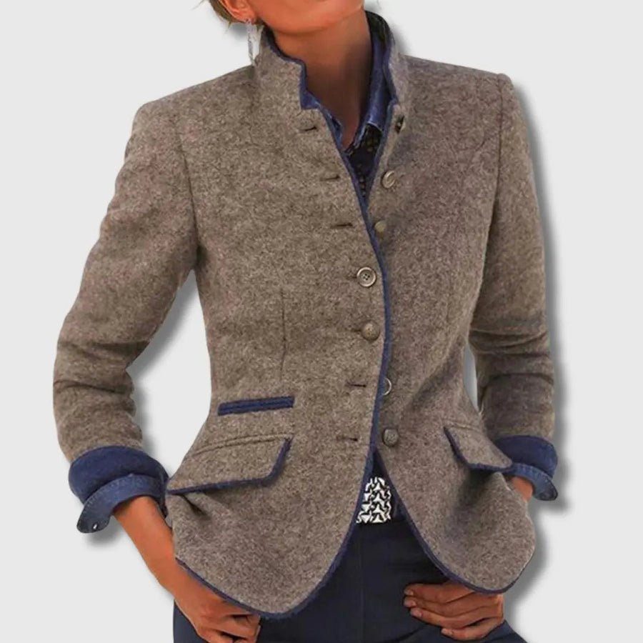Linda | Tailored Wool Blazer with Contrast Trim