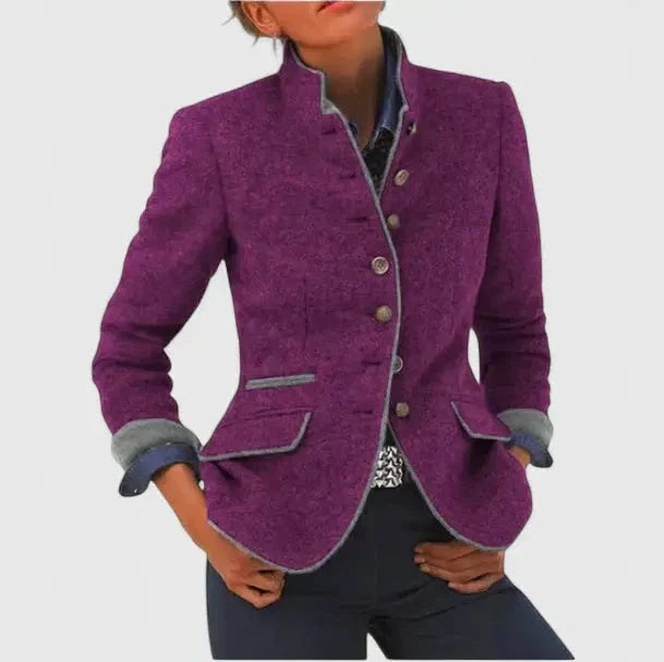 Linda | Tailored Wool Blazer with Contrast Trim