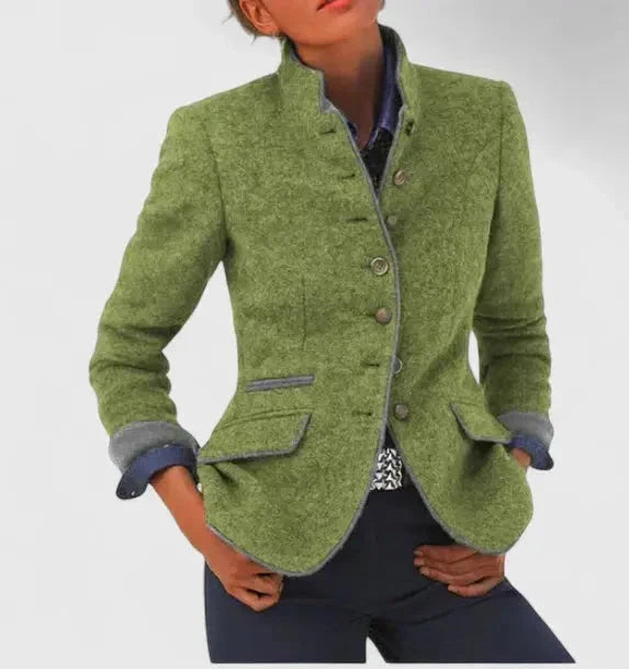 Linda | Tailored Wool Blazer with Contrast Trim
