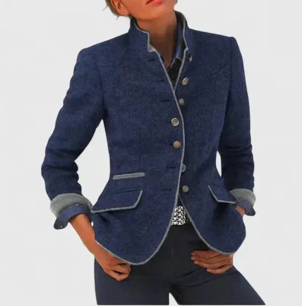 Linda | Tailored Wool Blazer with Contrast Trim