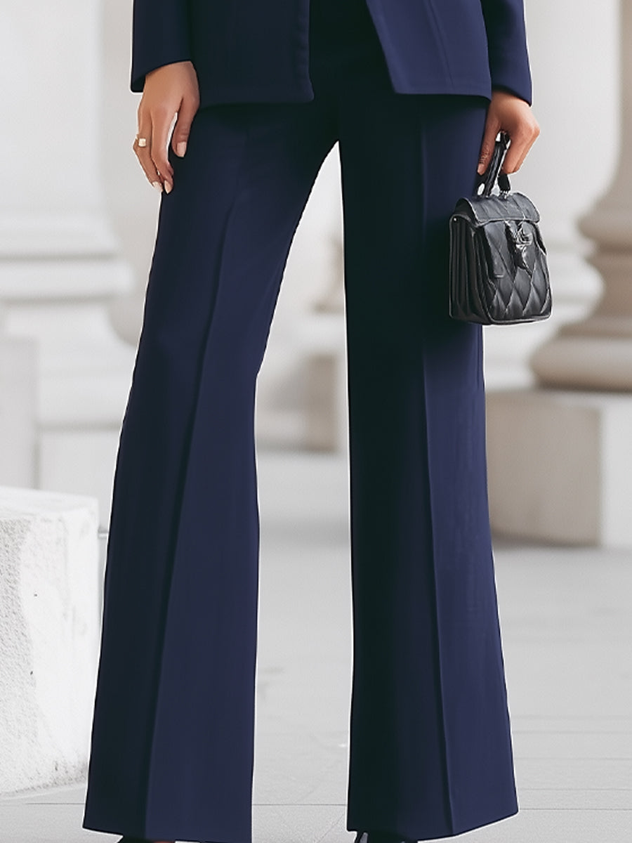 Vera - High-Collar Blazer and Wide-Leg Pants Set