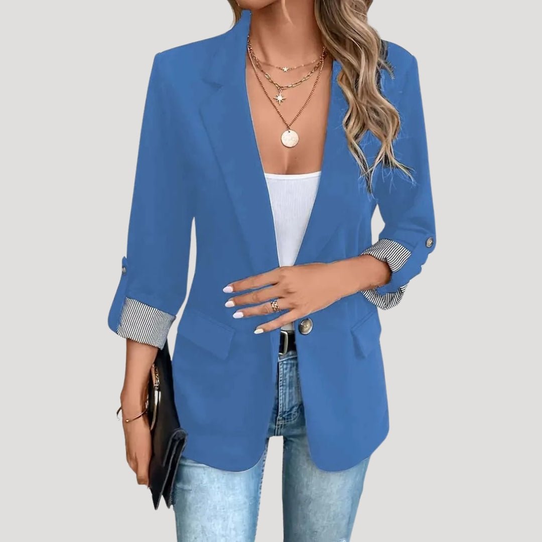 Single-Breasted Tailored Blazer with Roll-Up Sleeves