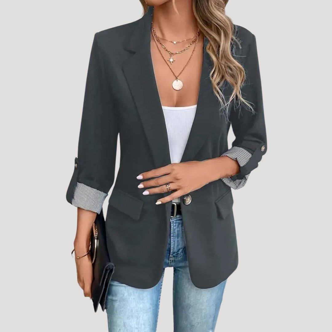 Single-Breasted Tailored Blazer with Roll-Up Sleeves