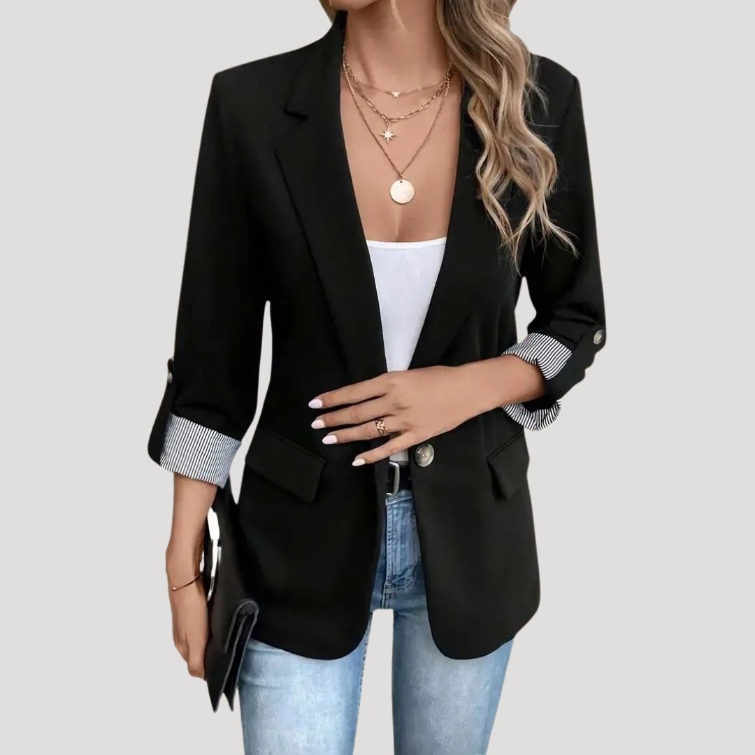 Single-Breasted Tailored Blazer with Roll-Up Sleeves
