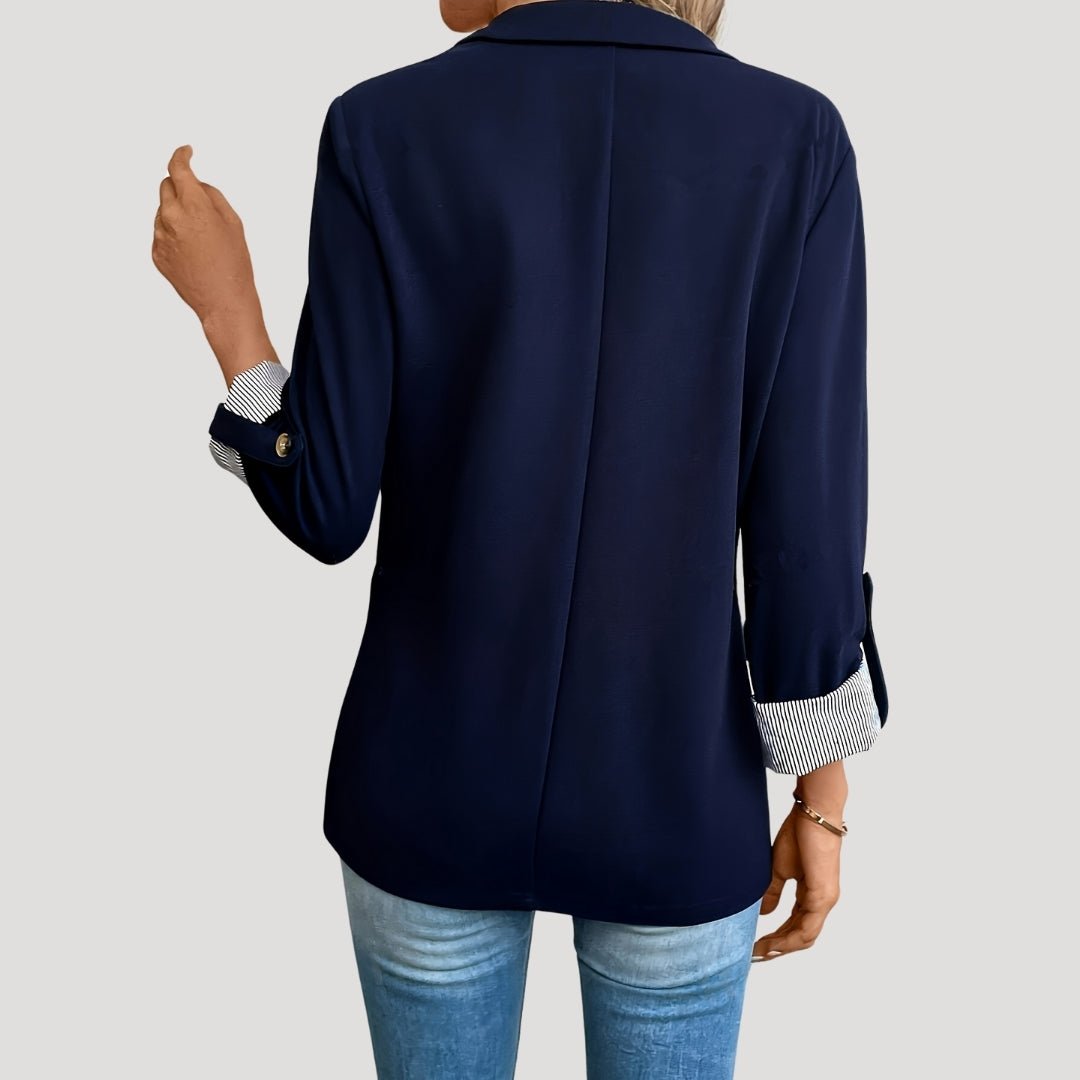Single-Breasted Tailored Blazer with Roll-Up Sleeves